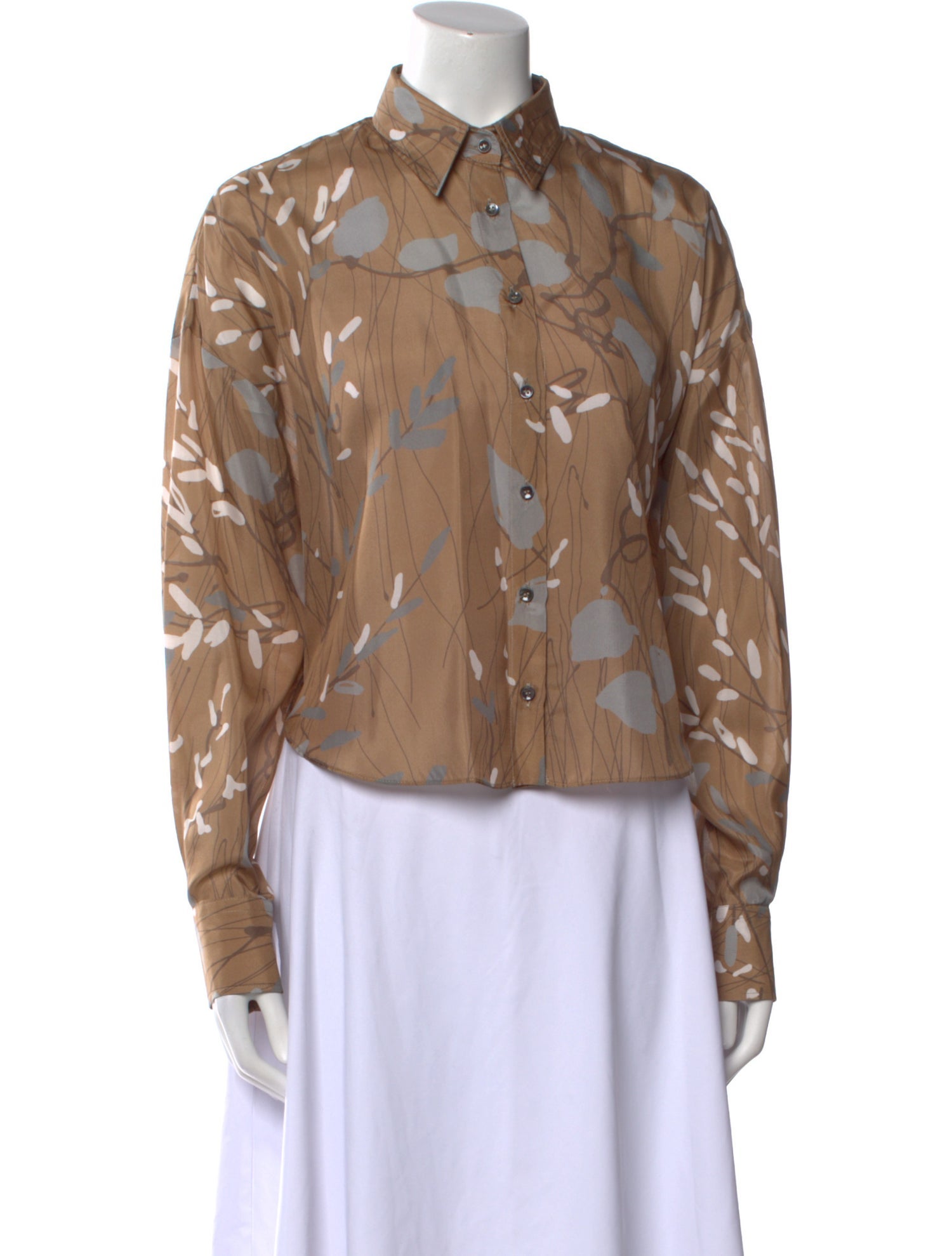 Brunello Cucinelli Silk Printed Button-Up Top