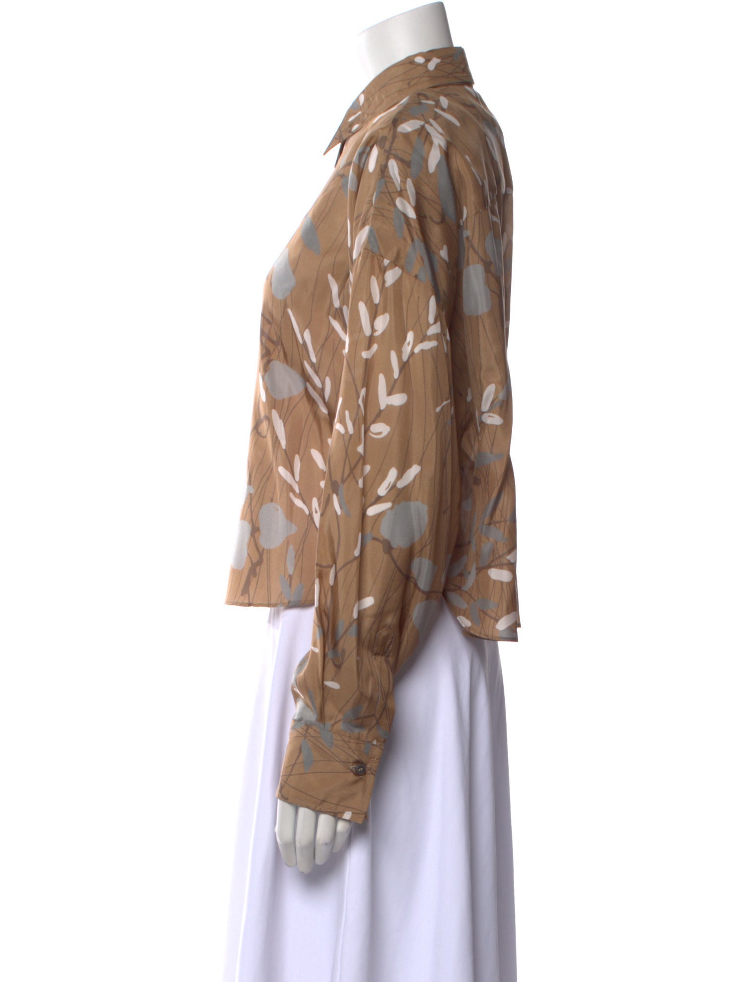 Brunello Cucinelli Silk Printed Button-Up Top