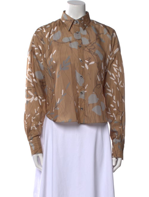 Brunello Cucinelli Silk Printed Button-Up Top