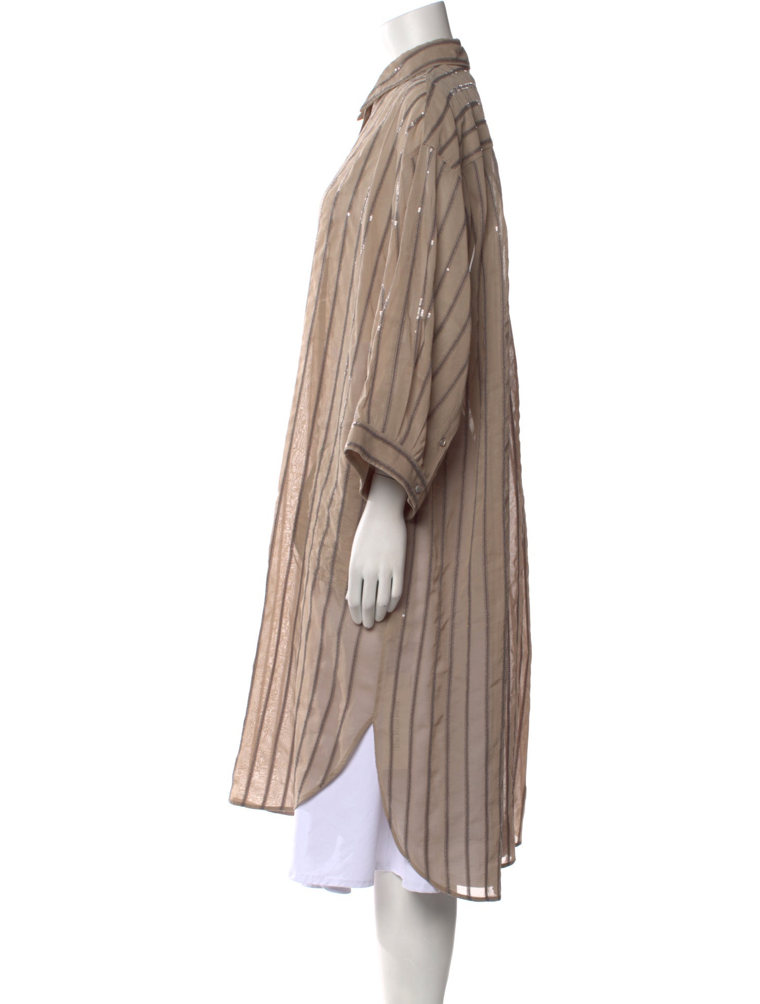 Brunello Cucinelli Striped Three-Quarter Sleeve Tunic