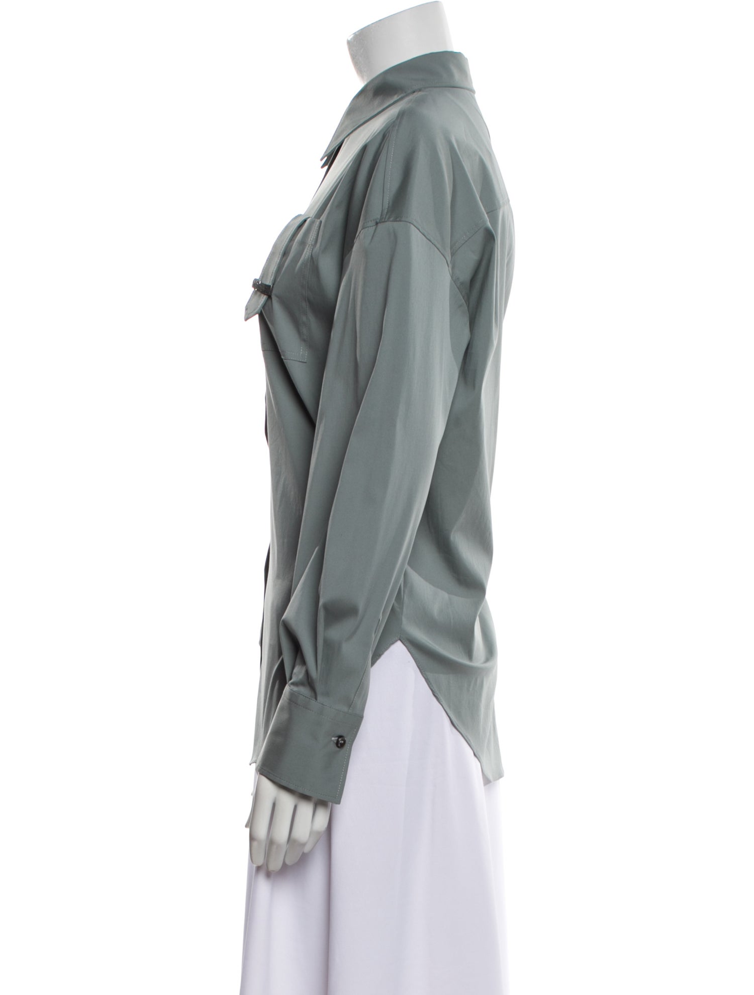 Brunello Cucinelli Long Sleeve Button-Up Top