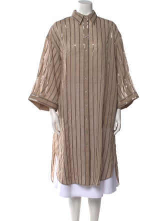 Brunello Cucinelli Striped Mock Neck Tunic