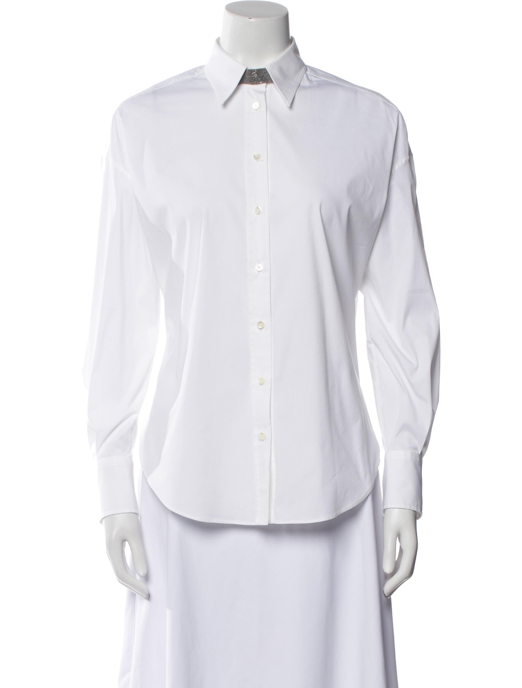 Brunello Cucinelli Long Sleeve Button-Up Top