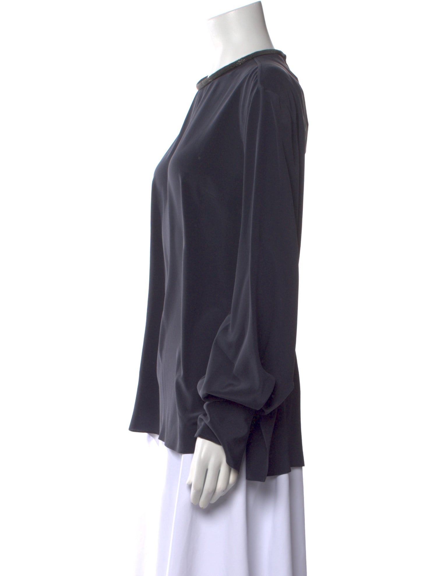 Brunello Cucinelli Silk Crew Neck Blouse