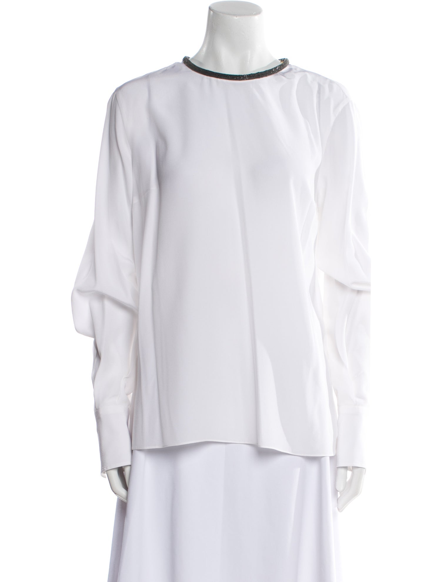 Brunello Cucinelli Silk Crew Neck Blouse