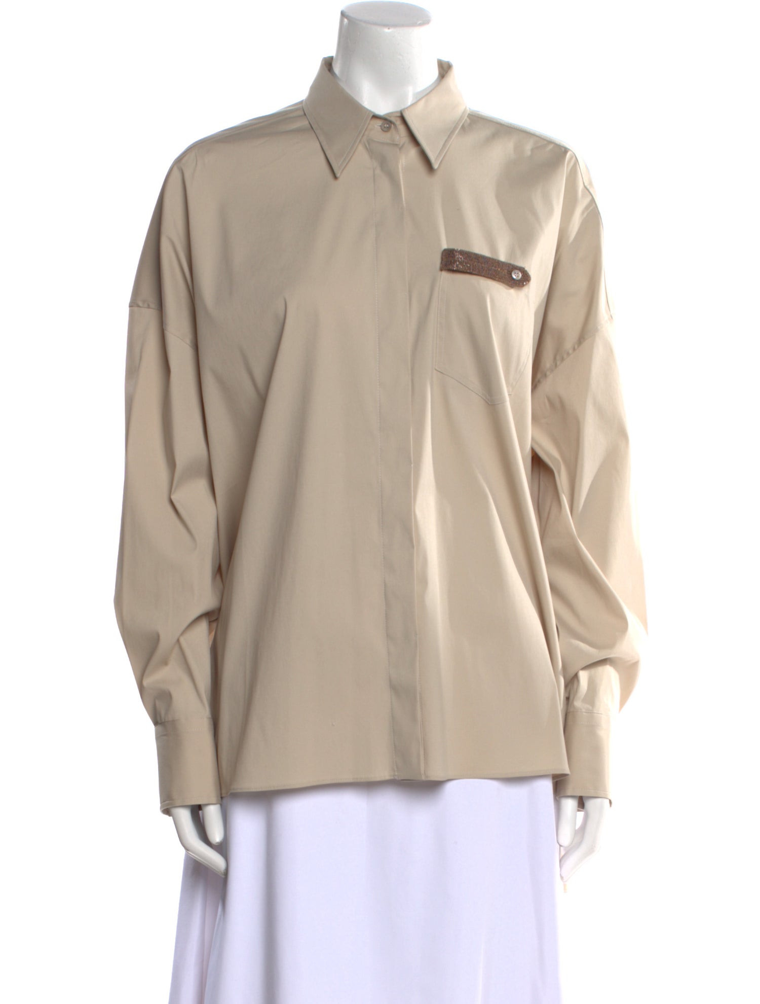 Brunello Cucinelli Long Sleeve Button-Up Top