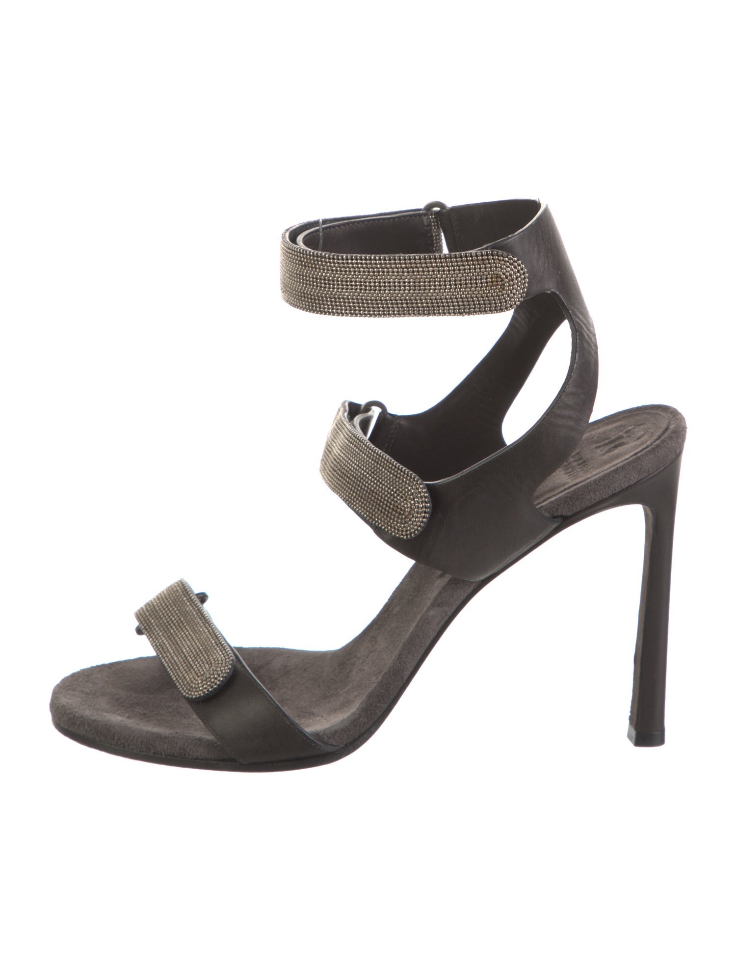Brunello Cucinelli Leather Studded Accents Sandals