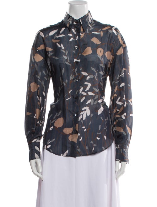 Brunello Cucinelli Silk Printed Button-Up Top
