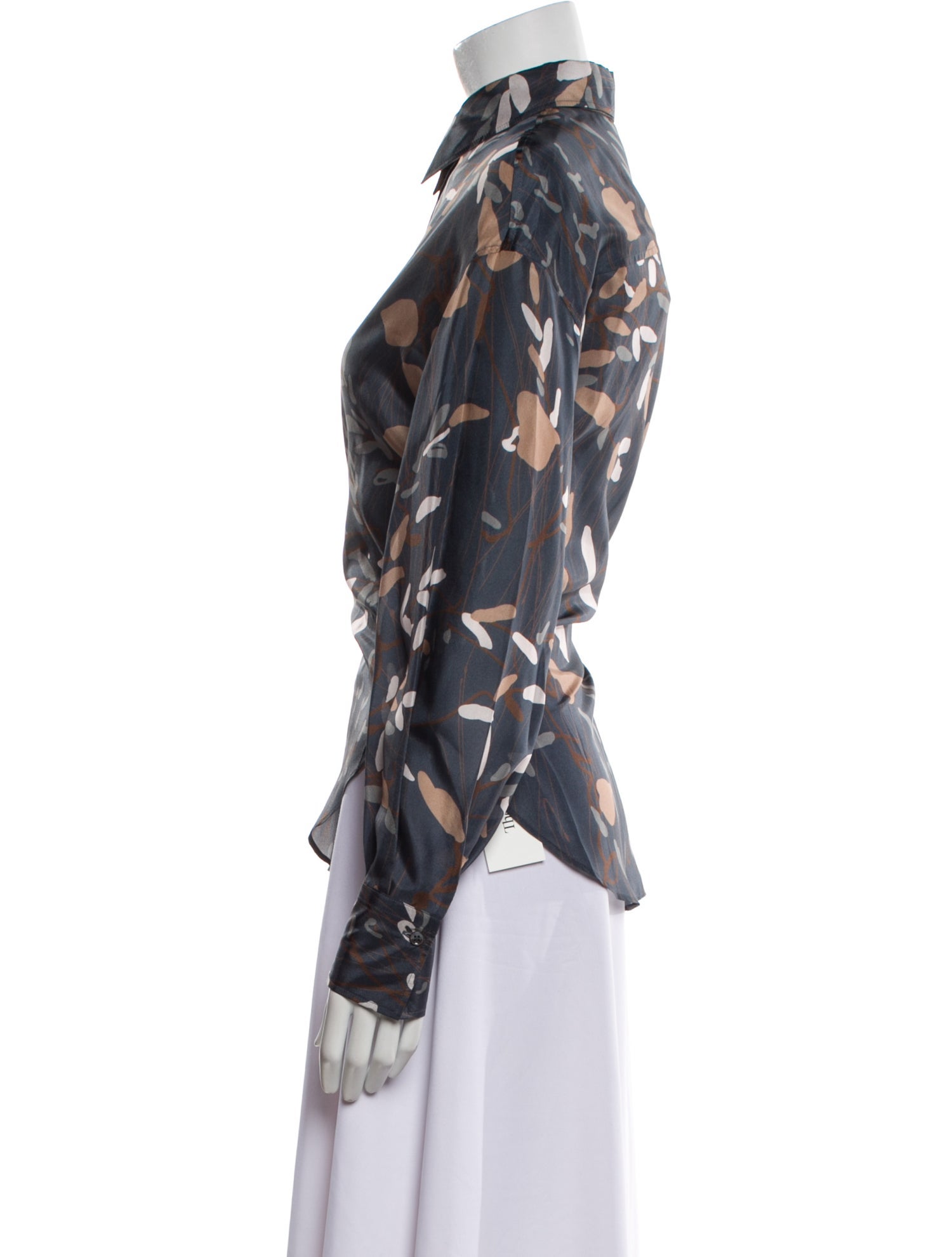 Brunello Cucinelli Silk Printed Button-Up Top