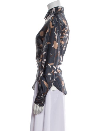 Brunello Cucinelli Silk Printed Button-Up Top