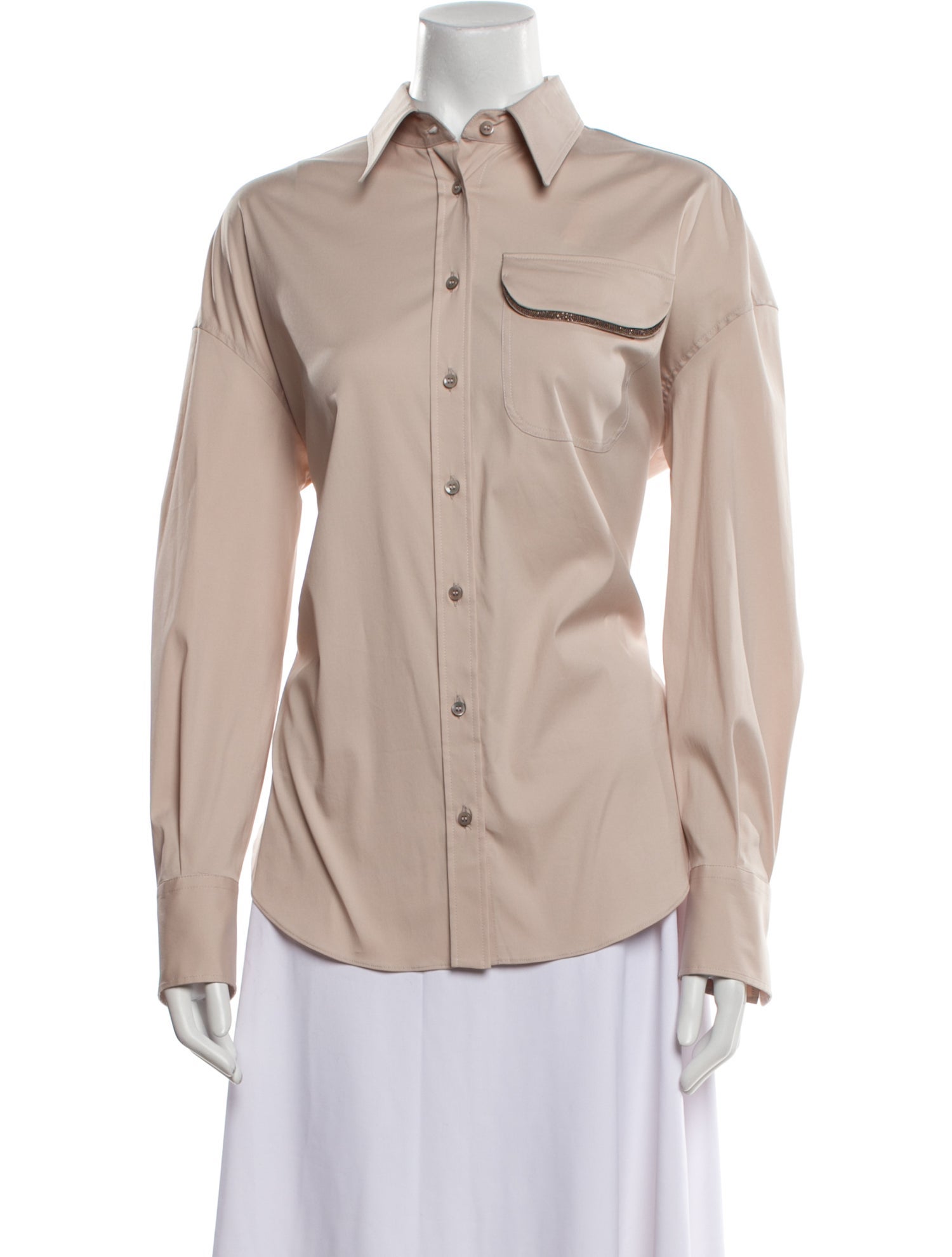 Brunello Cucinelli Long Sleeve Button-Up Top