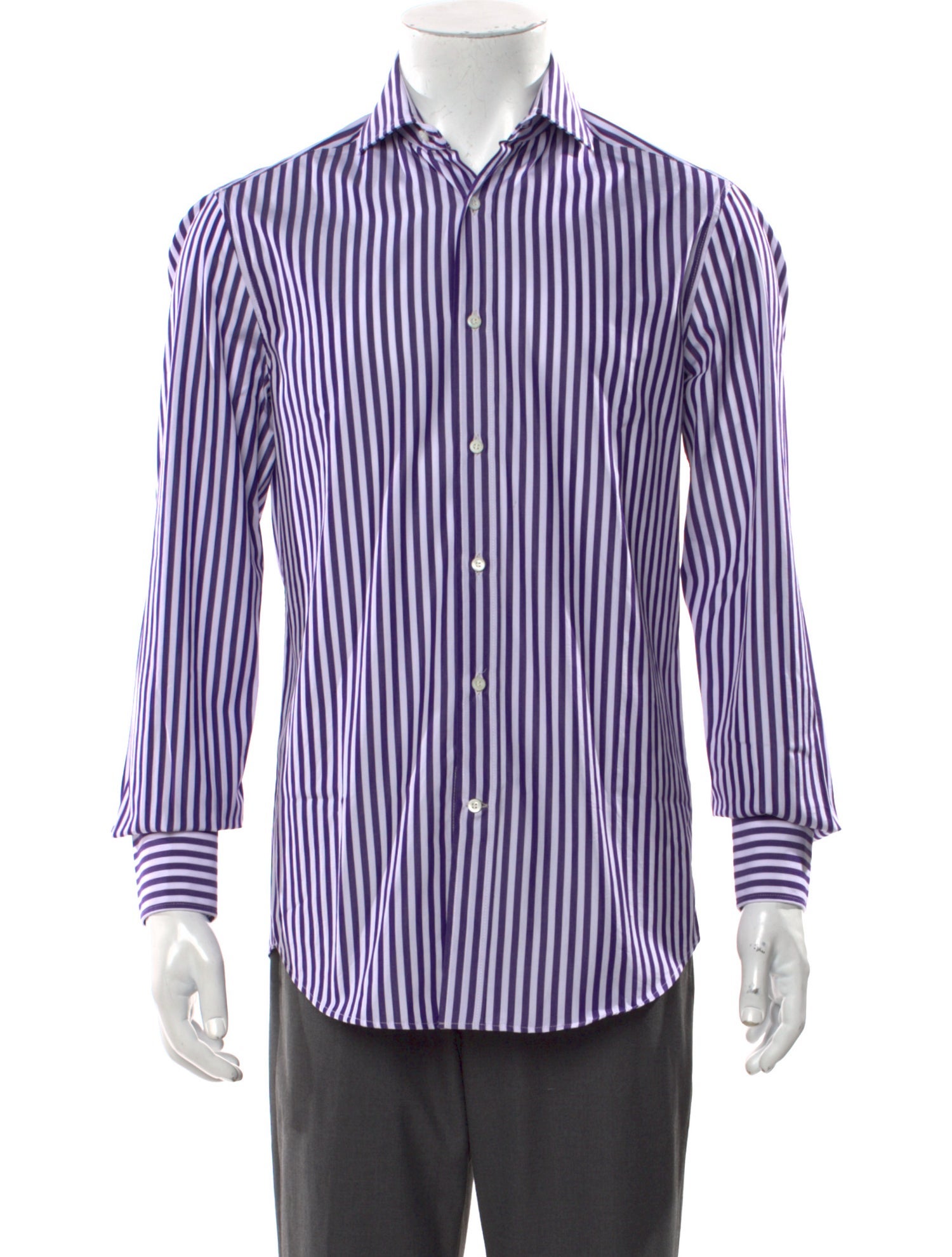 Brunello Cucinelli Striped Long Sleeve Dress Shirt