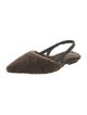 Brunello Cucinelli Shearling Beaded Accents Slingback Flats