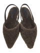 Brunello Cucinelli Shearling Beaded Accents Slingback Flats