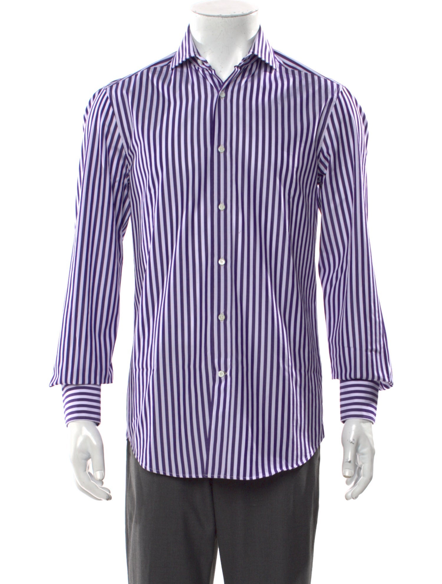 Brunello Cucinelli Striped Long Sleeve Dress Shirt