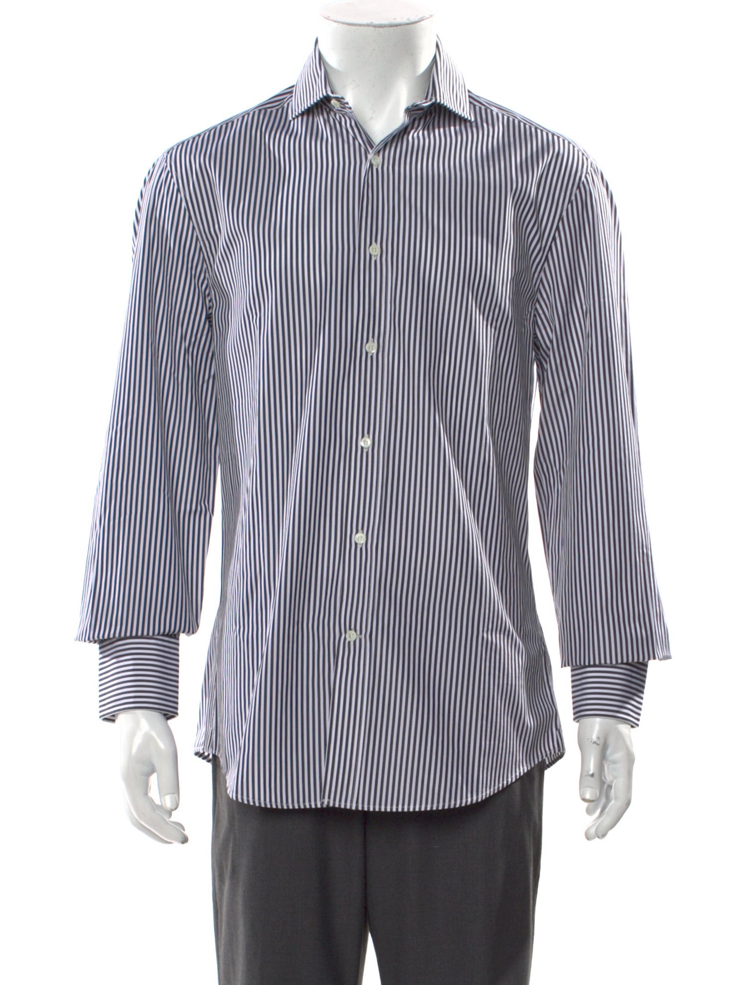Brunello Cucinelli Striped Long Sleeve Dress Shirt