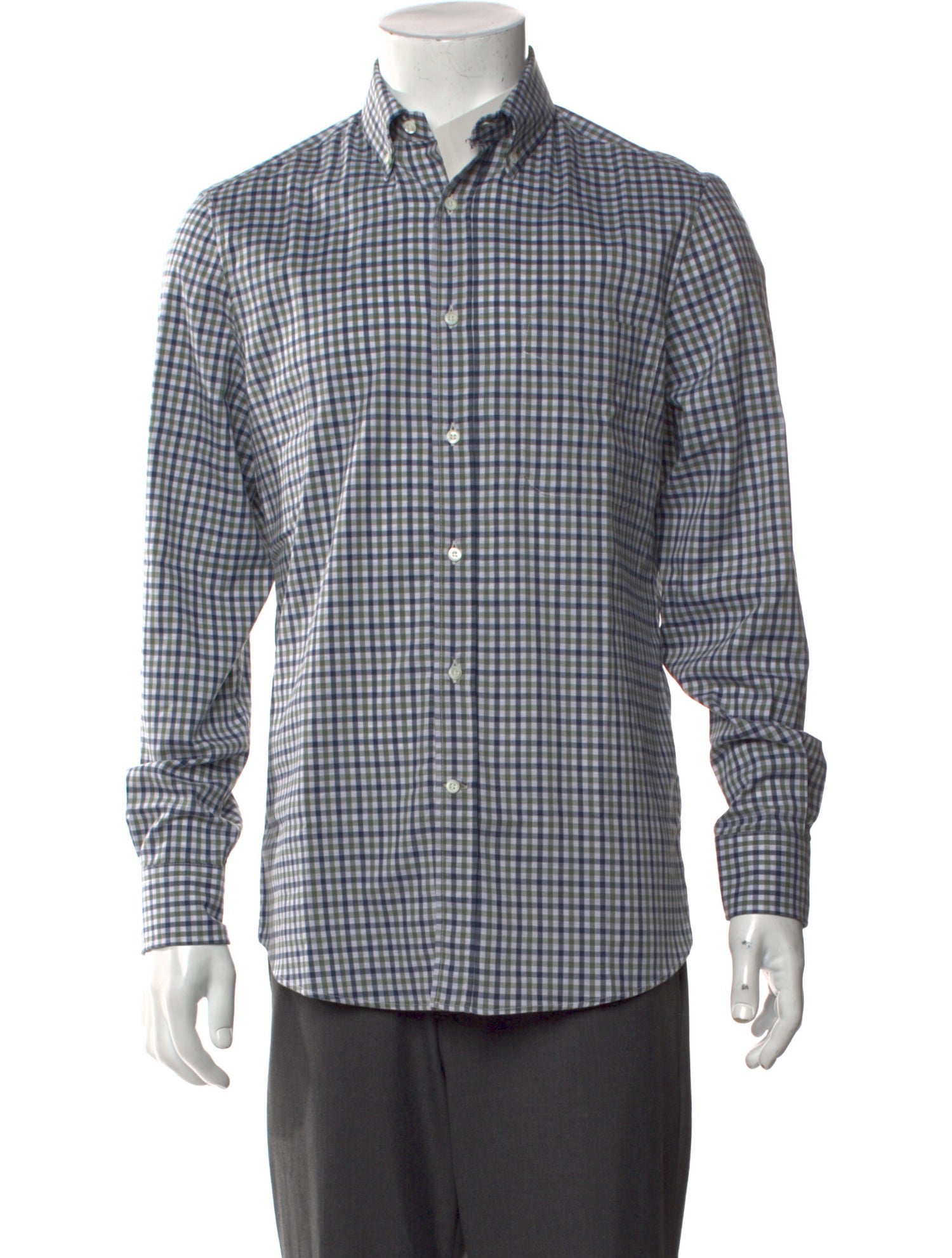 Brunello Cucinelli Plaid Print Long Sleeve Shirt