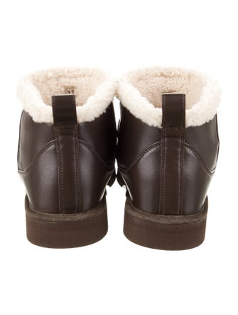 Brunello Cucinelli Leather Beaded Accents Snow Boots