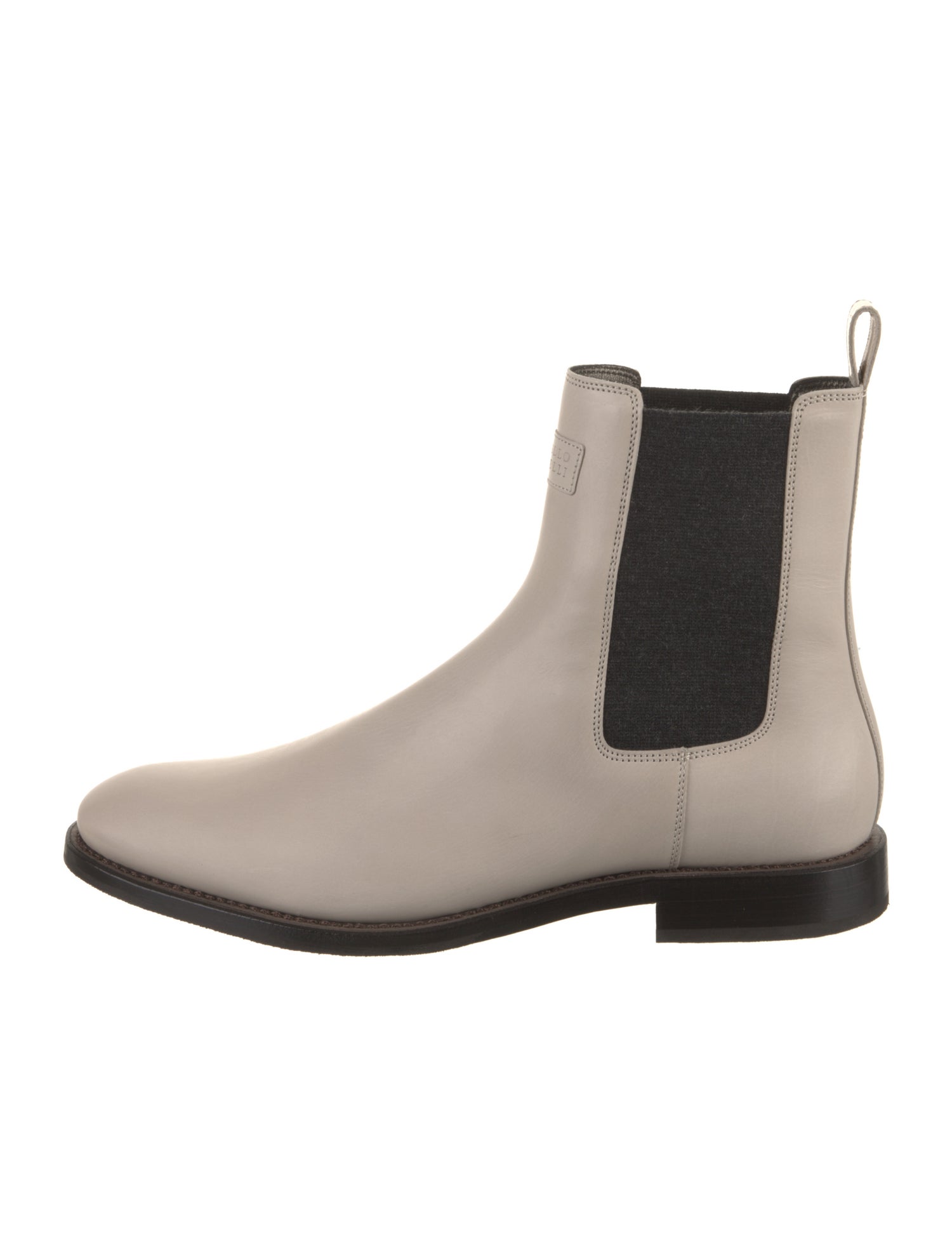Brunello Cucinelli Leather Colorblock Pattern Chelsea Boots