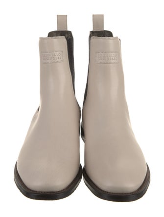 Brunello Cucinelli Leather Colorblock Pattern Chelsea Boots