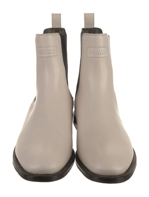 Brunello Cucinelli Leather Colorblock Pattern Chelsea Boots