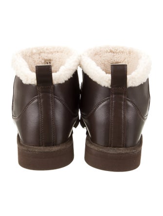 Brunello Cucinelli Leather Beaded Accents Snow Boots