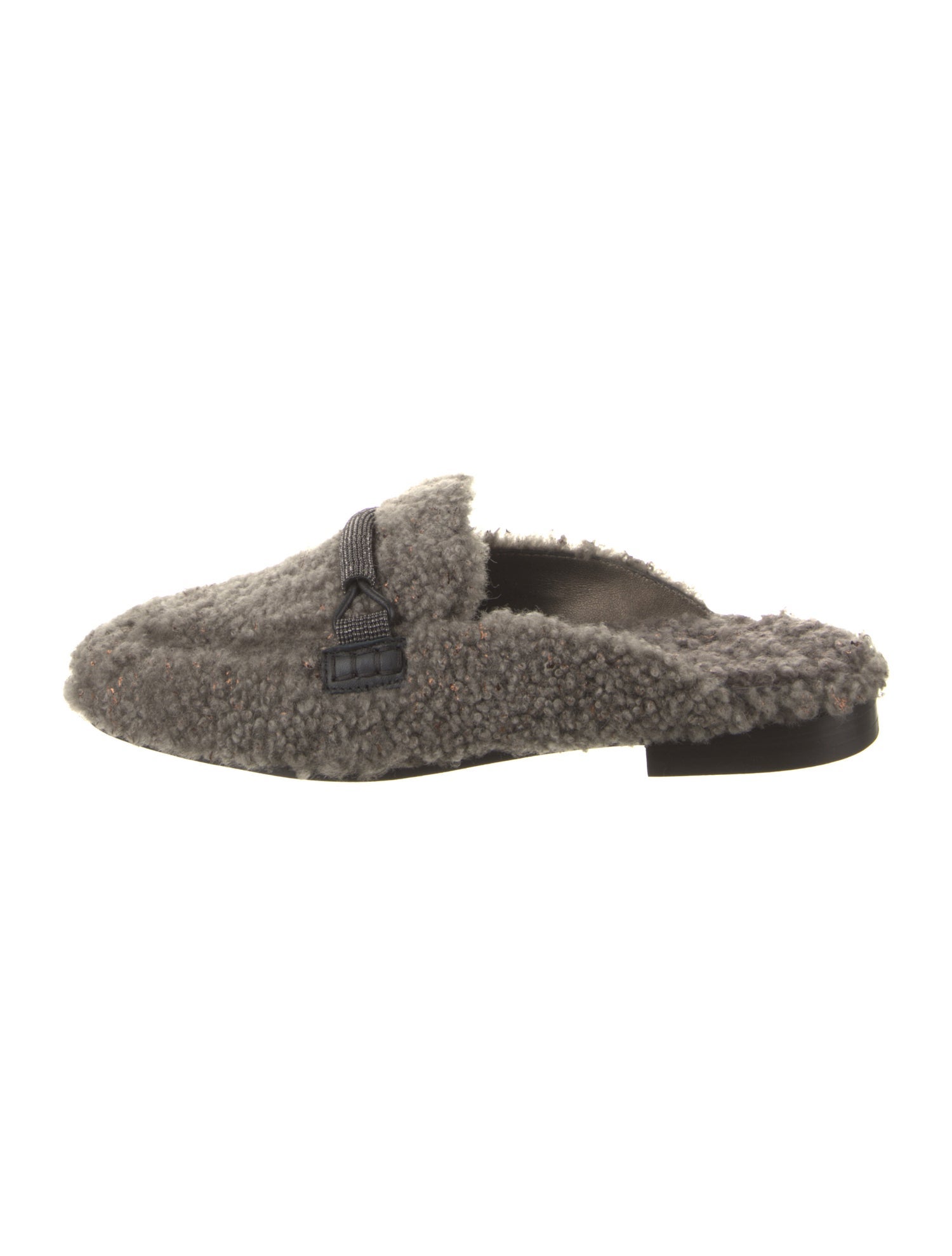 Brunello Cucinelli Shearling Glitter Accents Mules