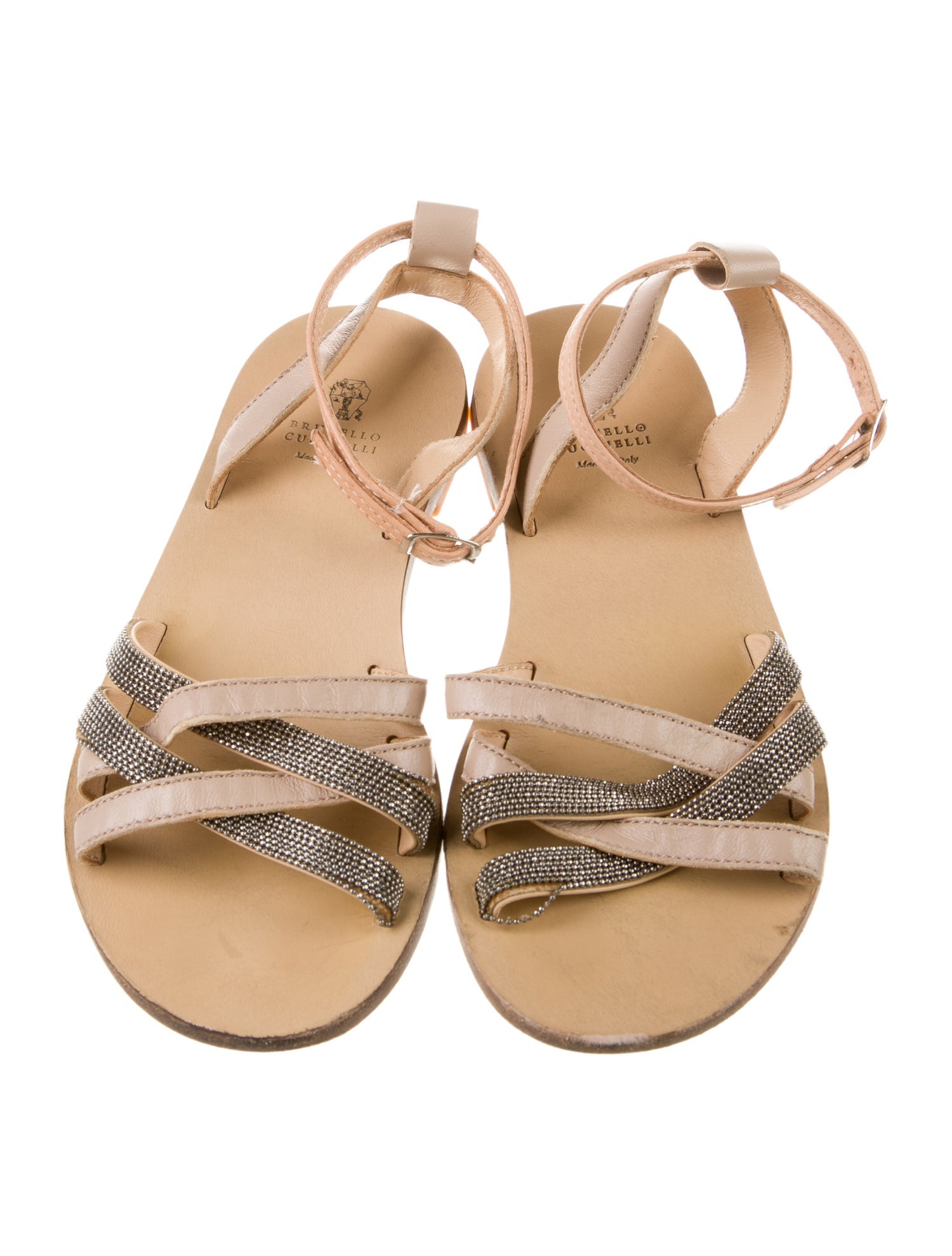 Brunello Cucinelli Girls' Leather Monili Sandals
