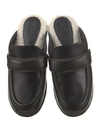 Brunello Cucinelli Leather Beaded Accents Mules