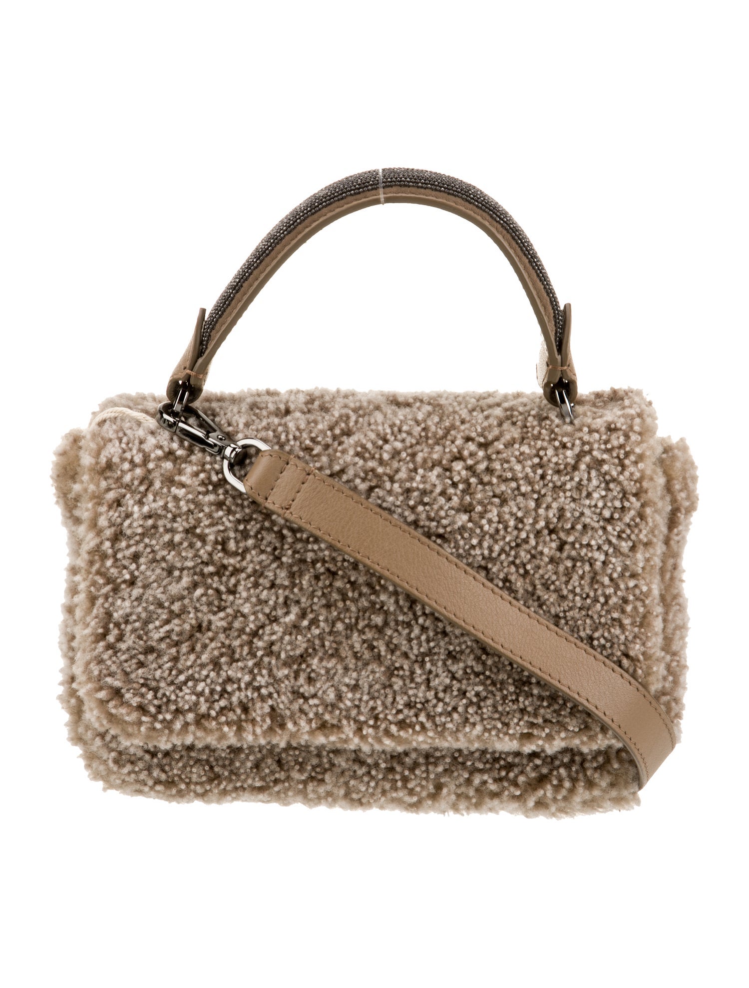 Brunello Cucinelli Shearling Top Handle Bag