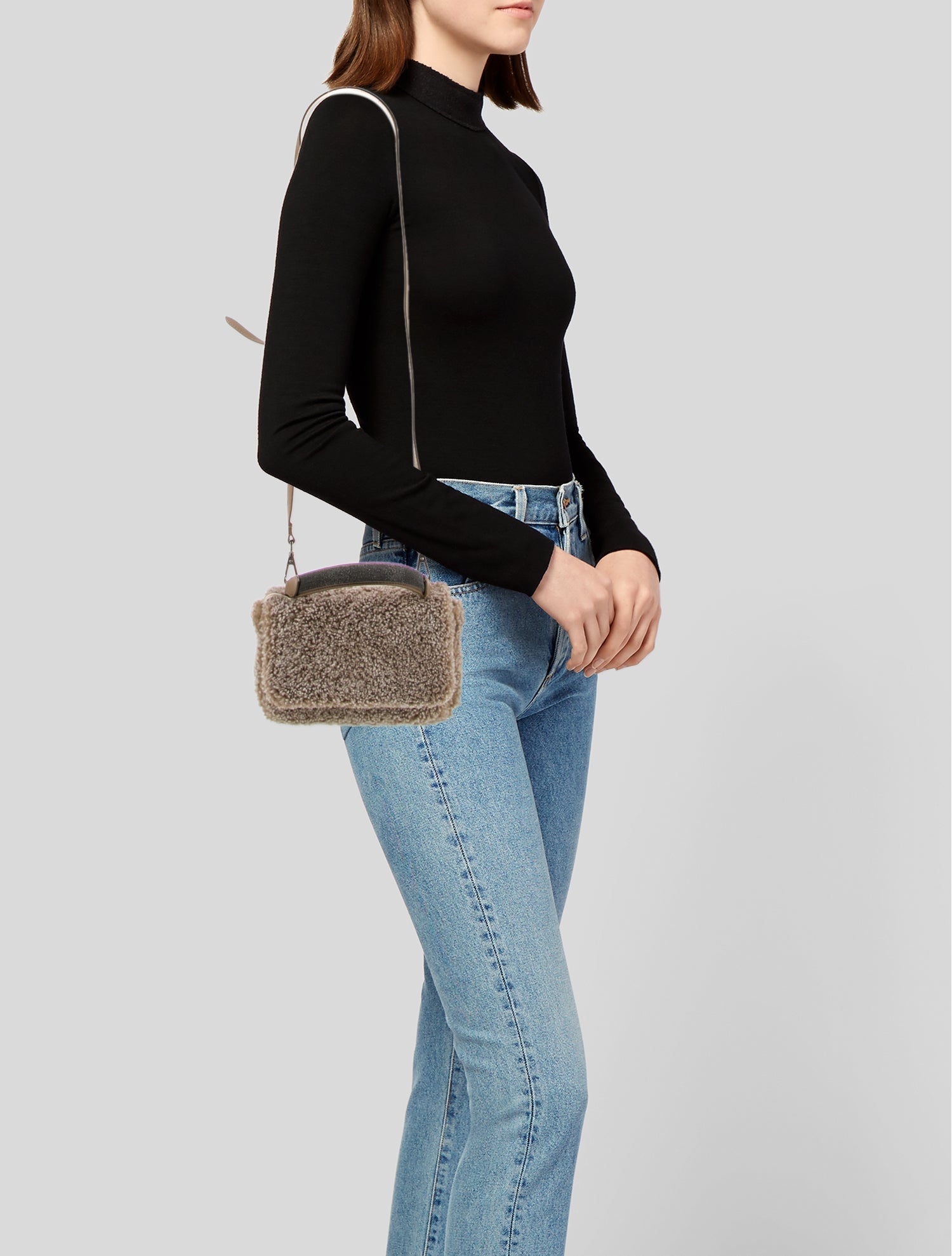 Brunello Cucinelli Shearling Top Handle Bag