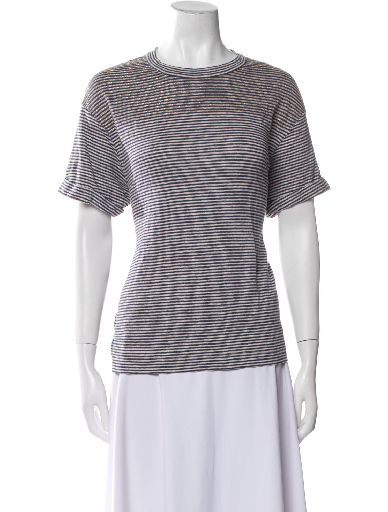 Brunello Cucinelli Linen Striped T-Shirt