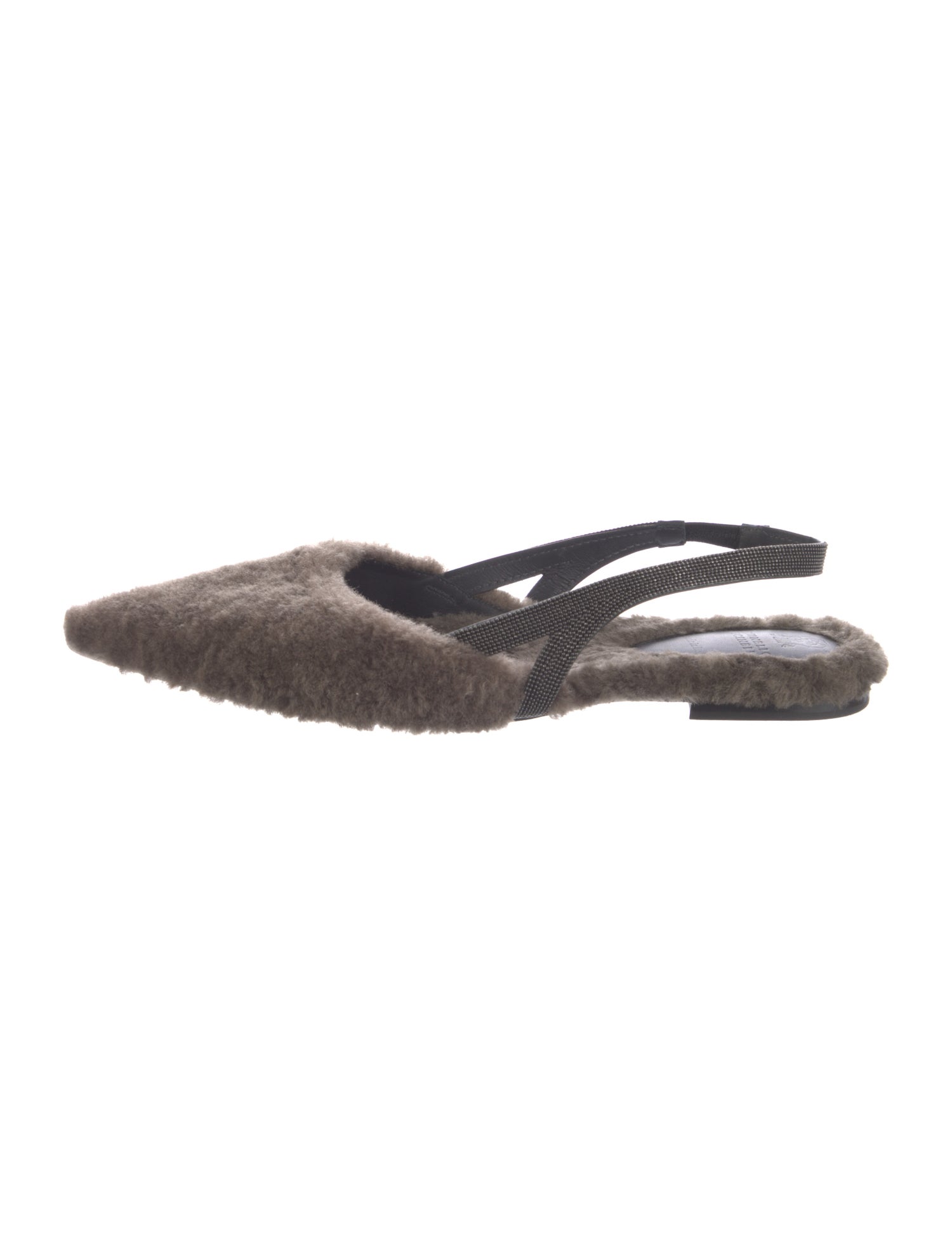 Brunello Cucinelli Monili Fur Slingback Flats
