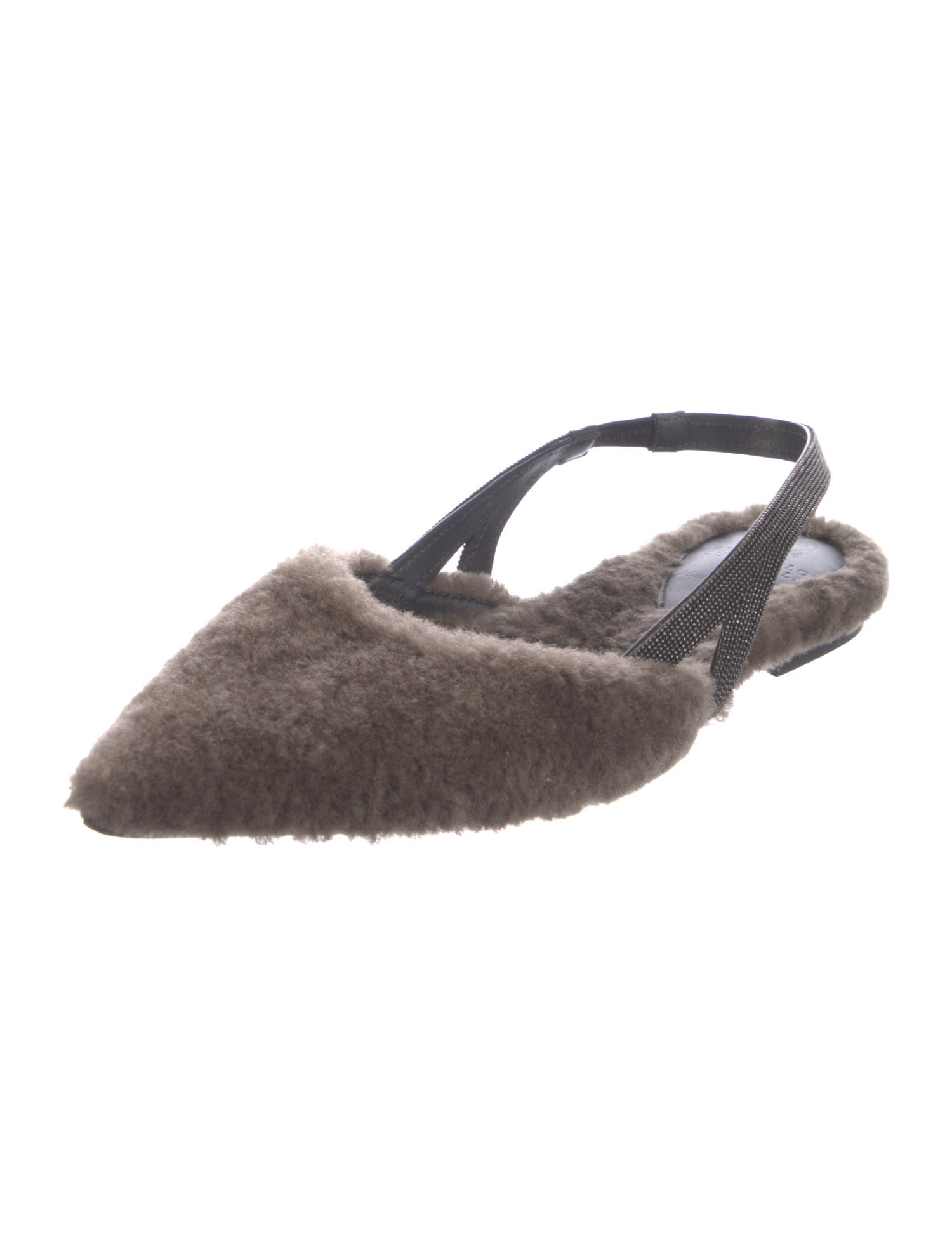 Brunello Cucinelli Monili Fur Slingback Flats
