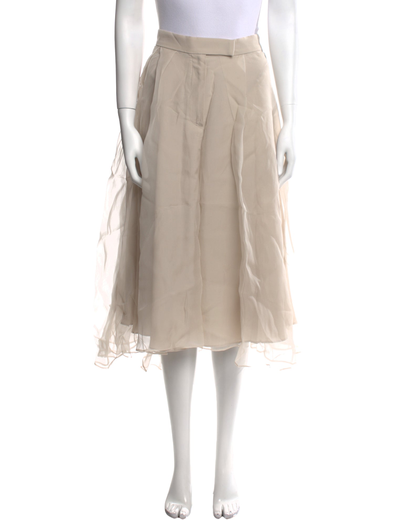 Brunello Cucinelli Silk Midi Length Skirt