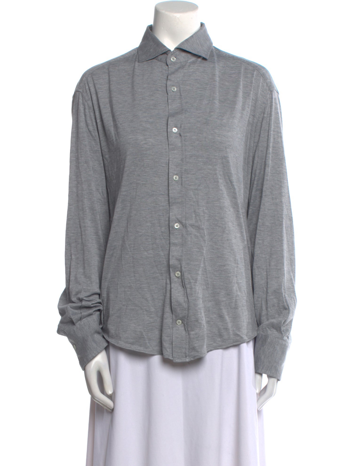 Brunello Cucinelli Long Sleeve Button-Up Top