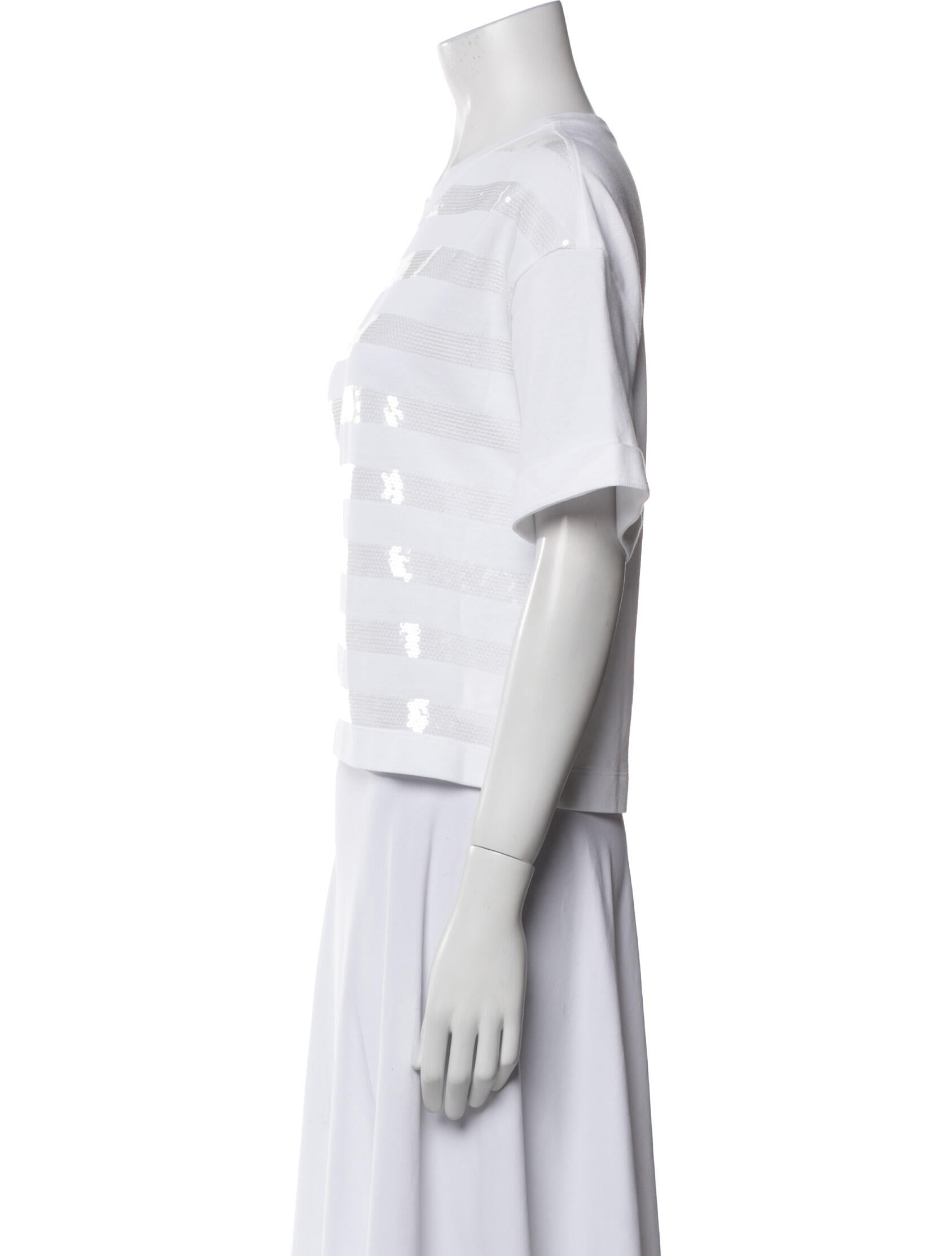 Brunello Cucinelli Crew Neck Short Sleeve Crop Top