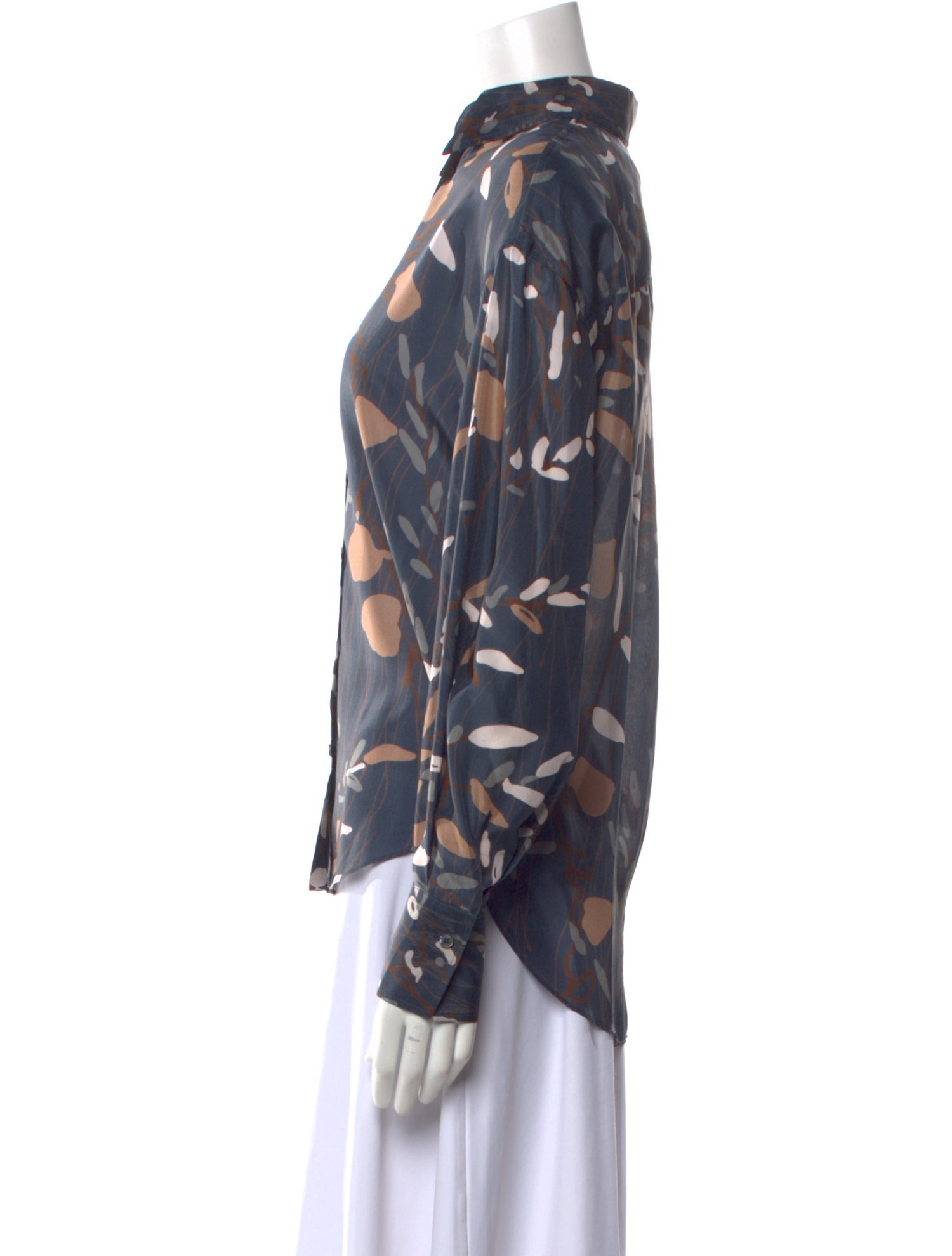 Brunello Cucinelli Silk Printed Button-Up Top