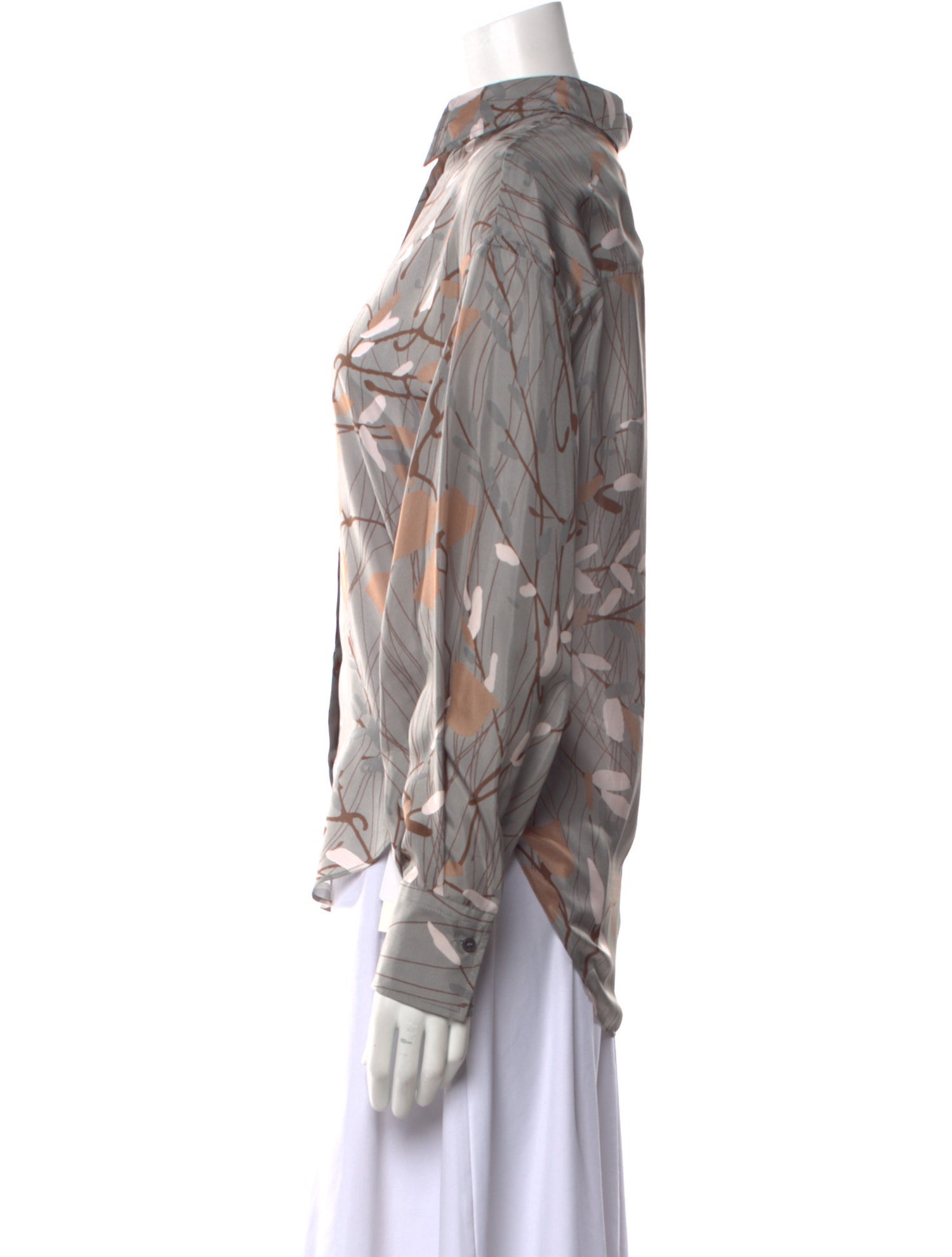 Brunello Cucinelli Silk Printed Button-Up Top