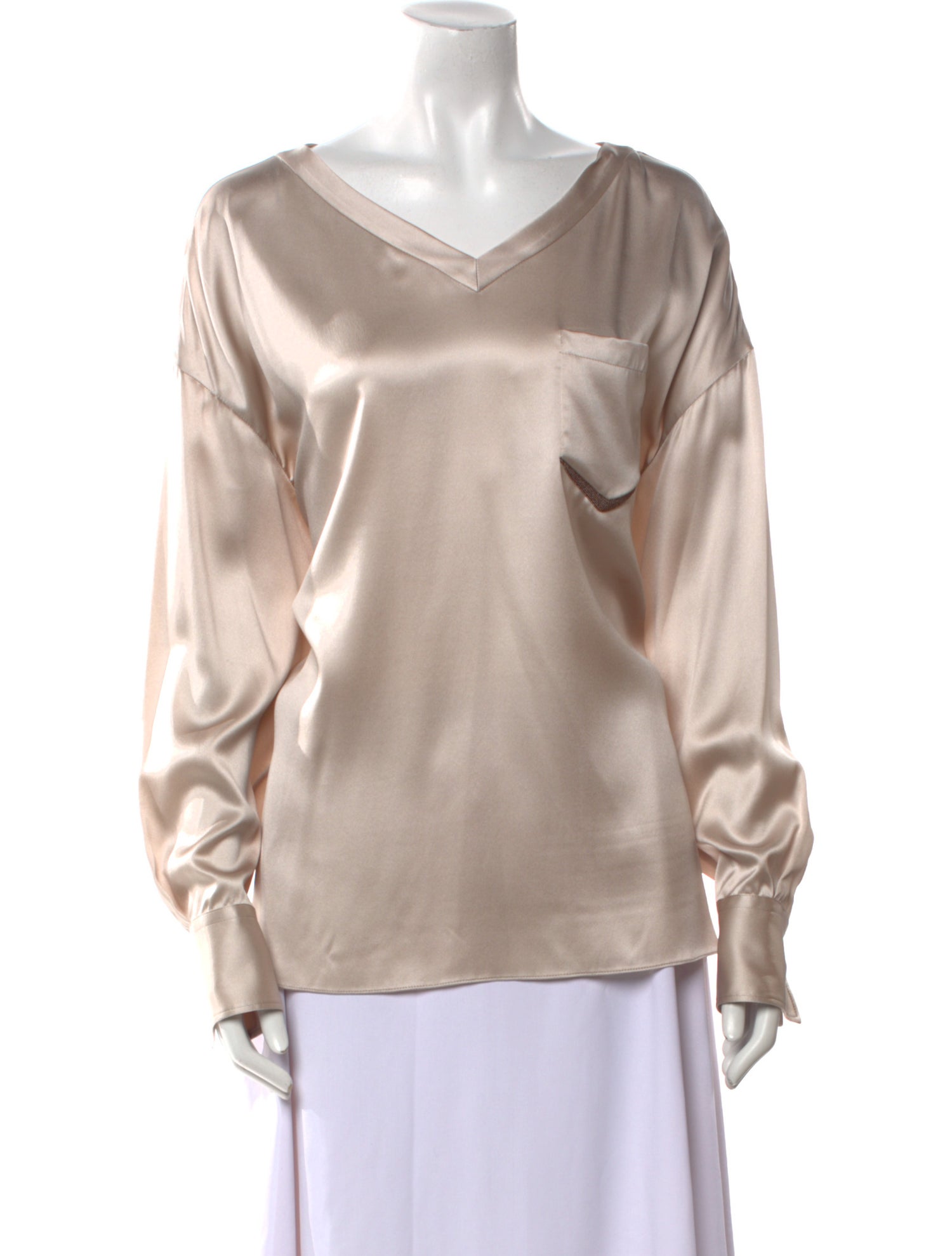 Brunello Cucinelli Silk V-Neck Blouse