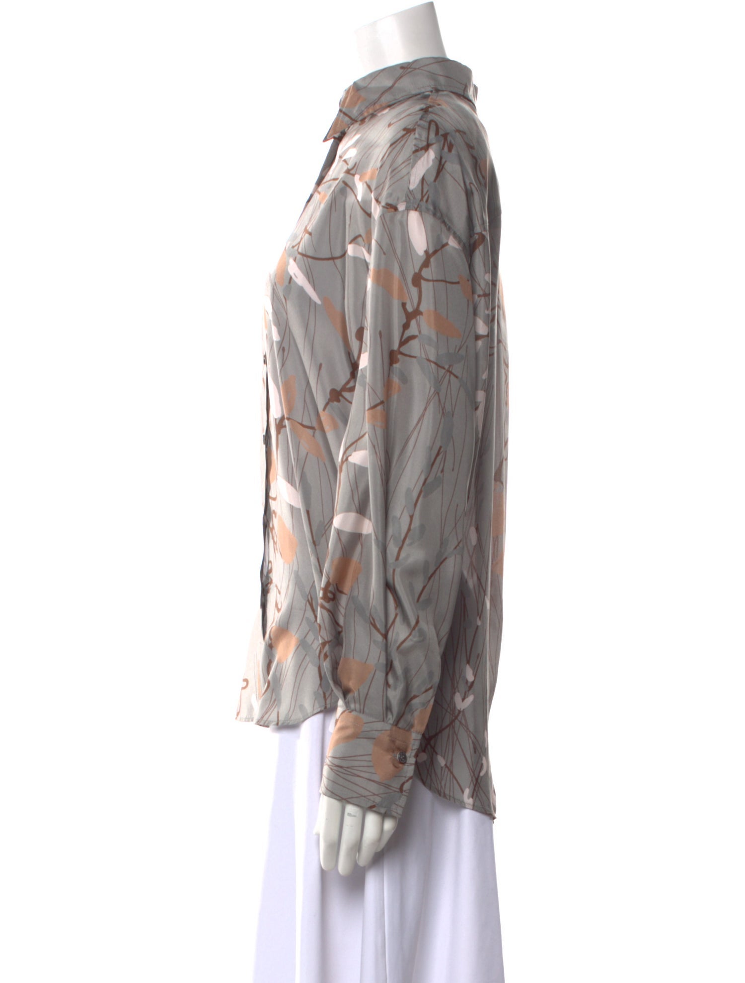 Brunello Cucinelli Silk Printed Button-Up Top