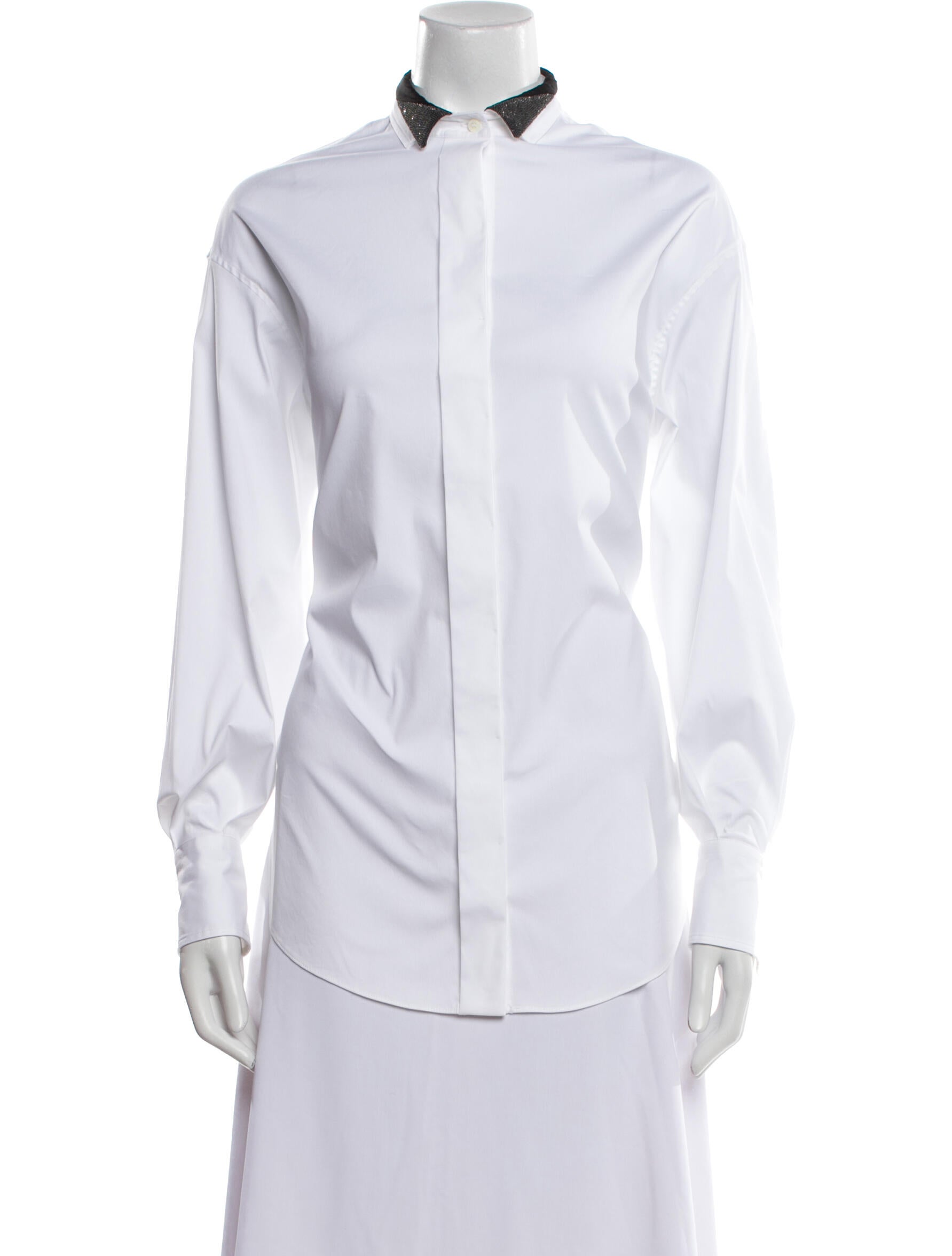 Brunello Cucinelli Long Sleeve Button-Up Top