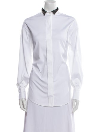Brunello Cucinelli Long Sleeve Button-Up Top