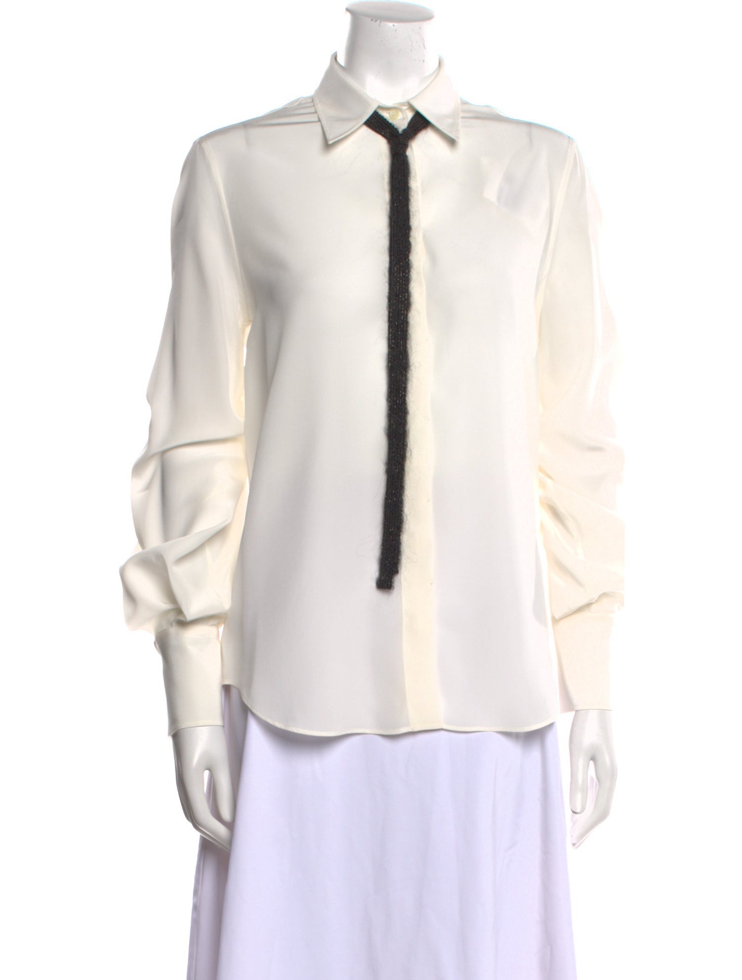 Brunello Cucinelli Silk Long Sleeve Button-Up Top w/ Tags