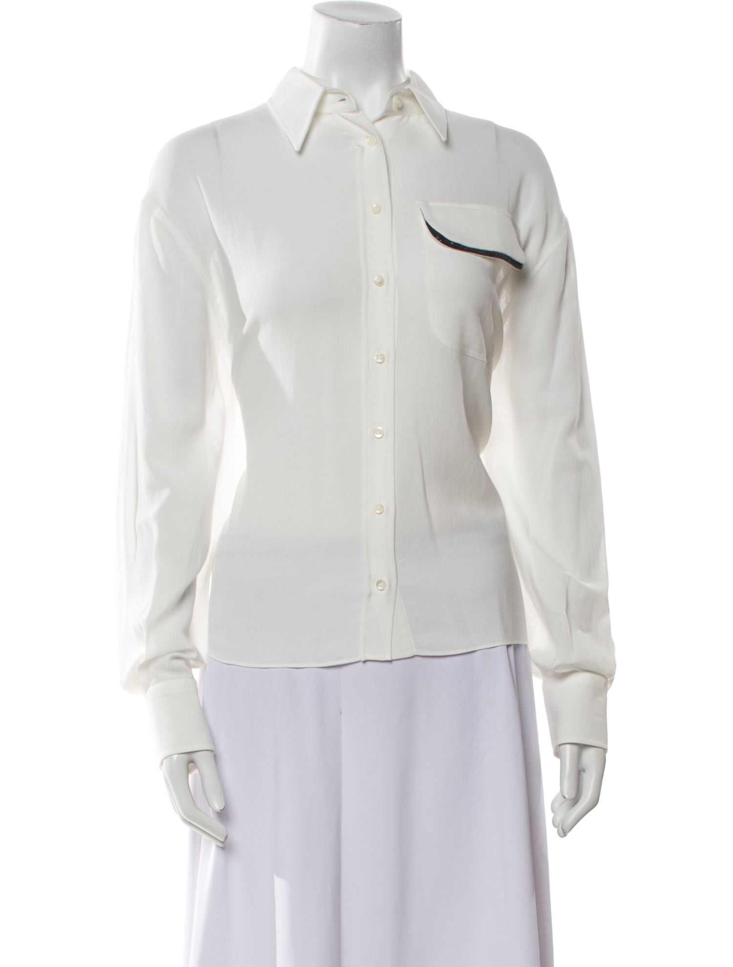 Brunello Cucinelli Long Sleeve Button-Up Top