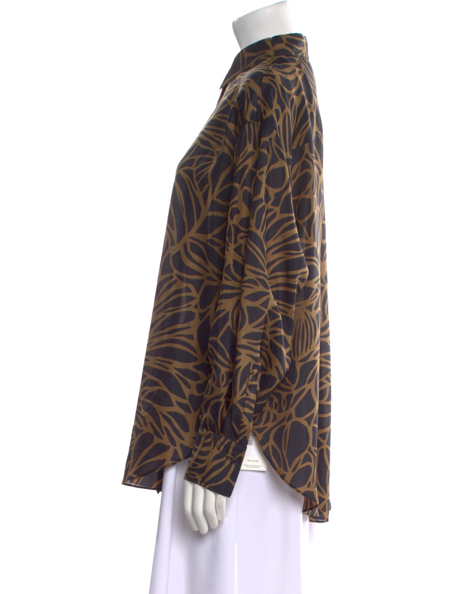 Brunello Cucinelli Silk Animal Print Button-Up Top w/ Tags
