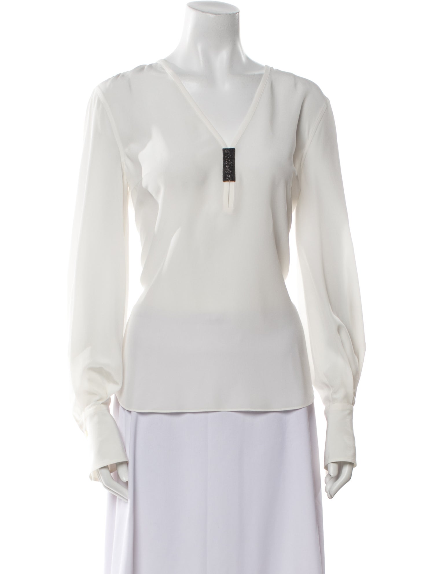 Brunello Cucinelli Silk V-Neck Blouse