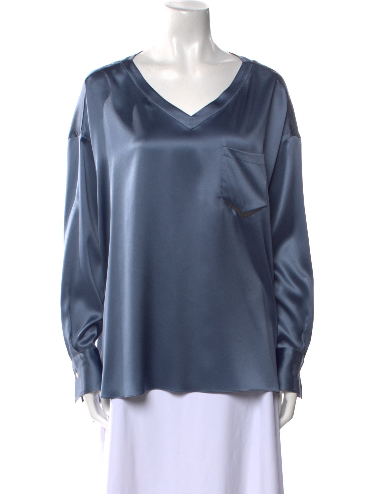 Brunello Cucinelli Silk V-Neck Blouse