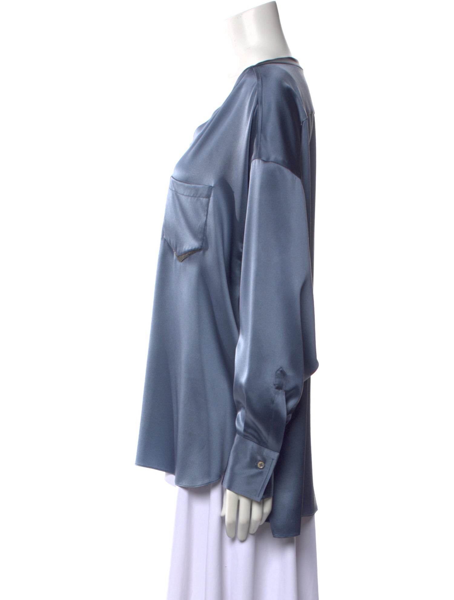 Brunello Cucinelli Silk V-Neck Blouse