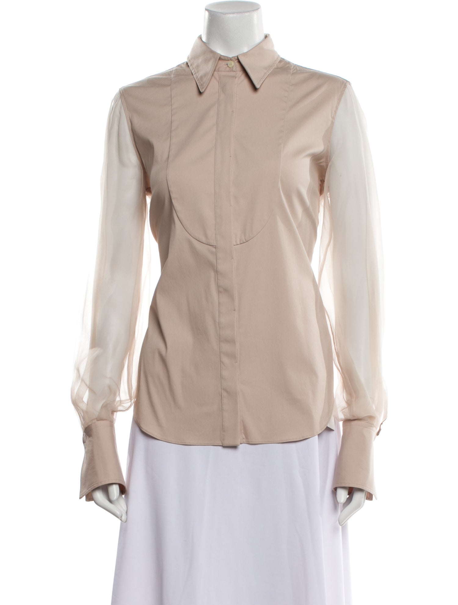 Brunello Cucinelli Silk Long Sleeve Button-Up Top